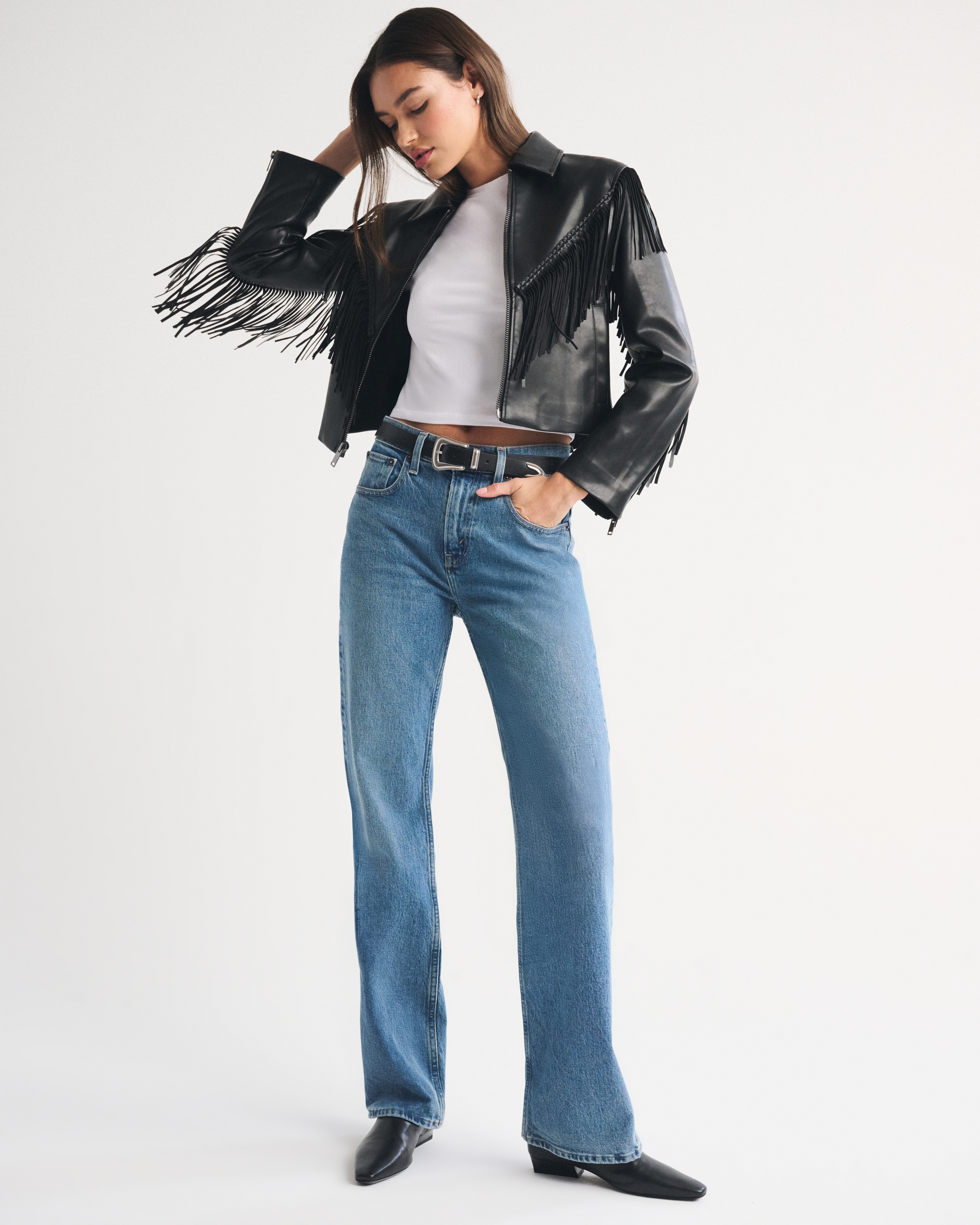 Женские куртки Abercrombie & Fitch Vegan Leather Fringe Jacket — фото 3
