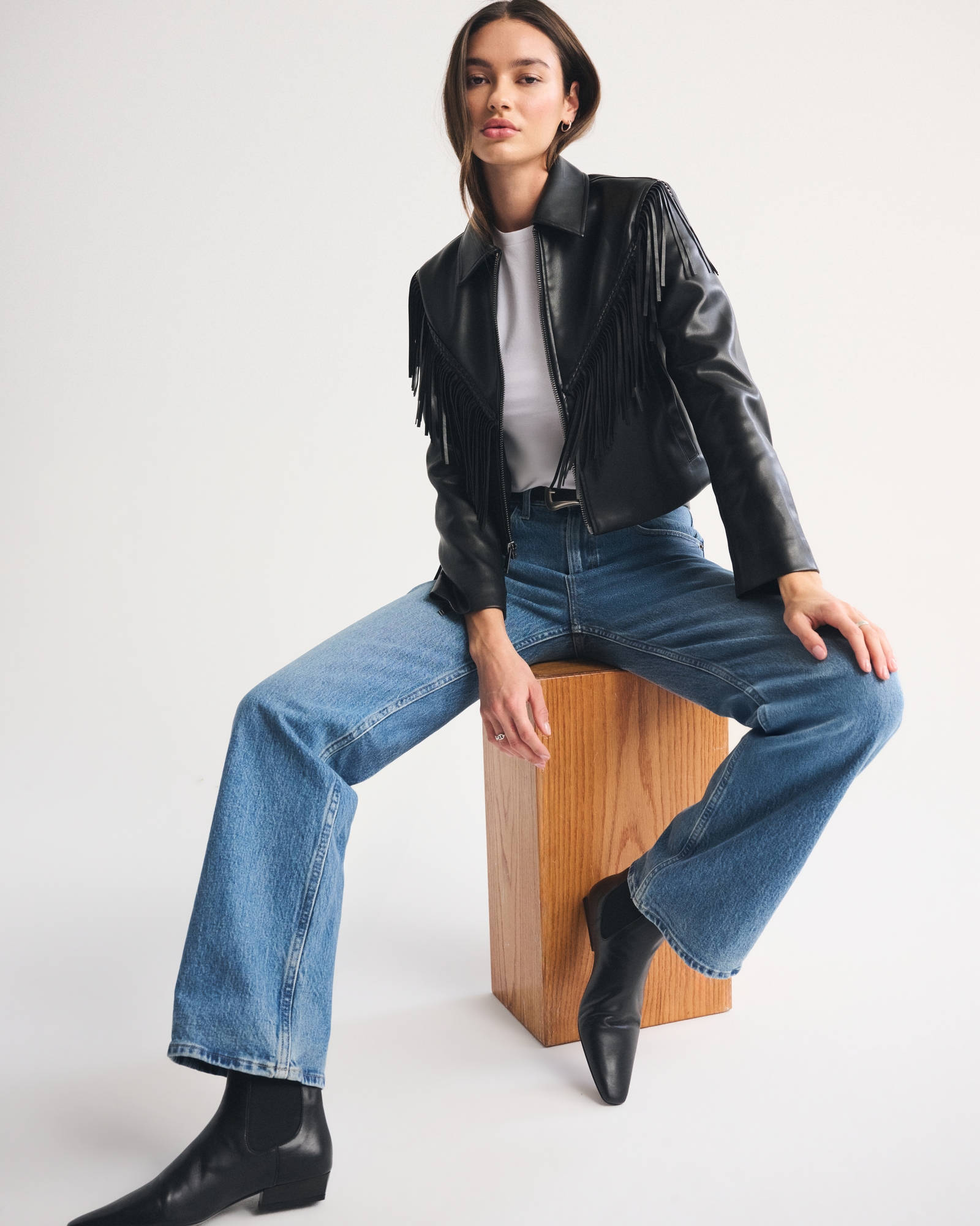 Vegan Leather Fringe Jacket