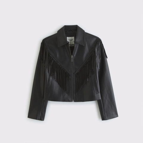Женские куртки Abercrombie & Fitch Vegan Leather Fringe Jacket