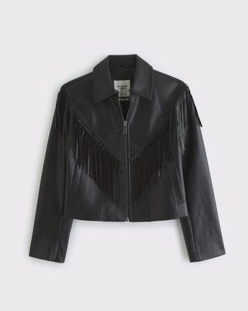 Vegan Leather Fringe Jacket