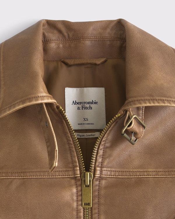 Vegan Leather Shrunken Bomber Jacket