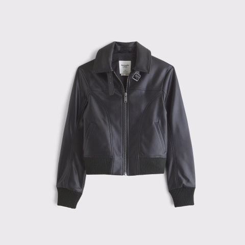 Женские куртки Abercrombie & Fitch Vegan Leather Shrunken Bomber Jacket