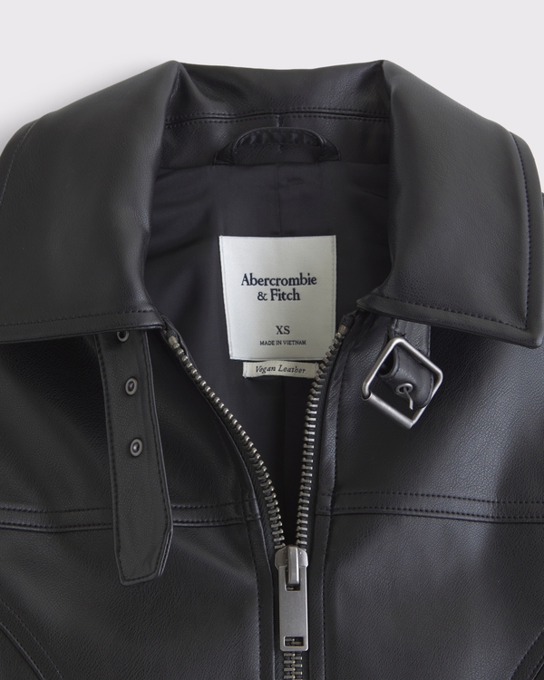Women's Vegan Leather Shrunken Bomber Jacket | Women's Coats