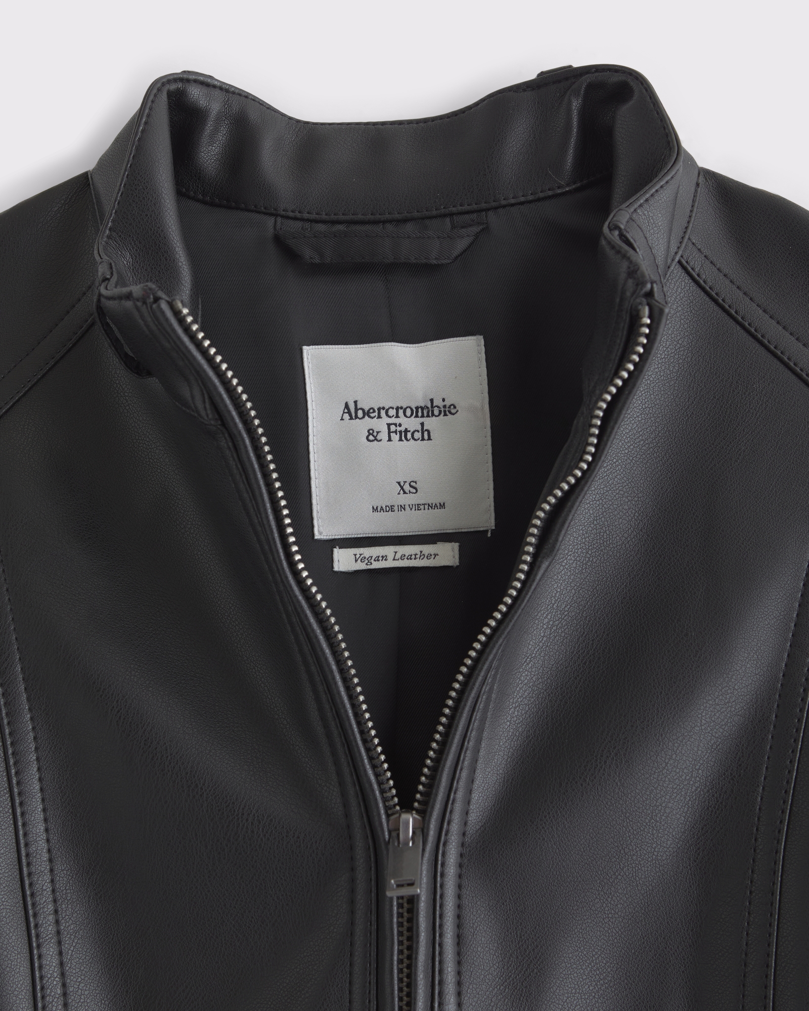 Slim Vegan Leather Mockneck Jacket