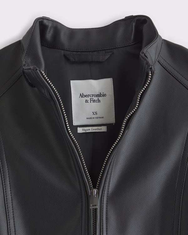 Women's Slim Vegan Leather Mockneck Jacket | Women's Coats