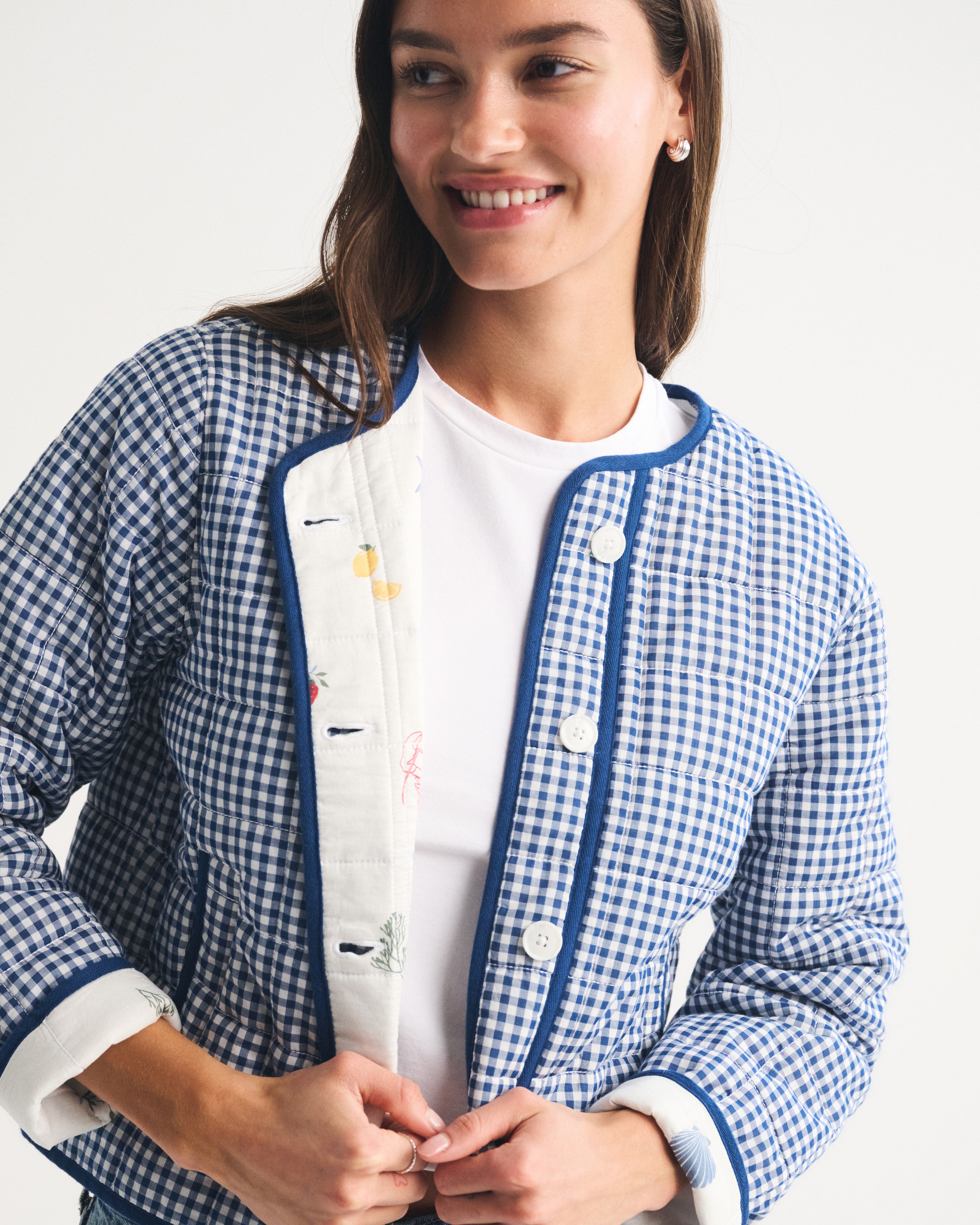 Женские куртки Abercrombie & Fitch Collarless Quilted Garment-Dye Jacket — фото 2