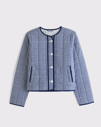 Collarless Quilted Jacket