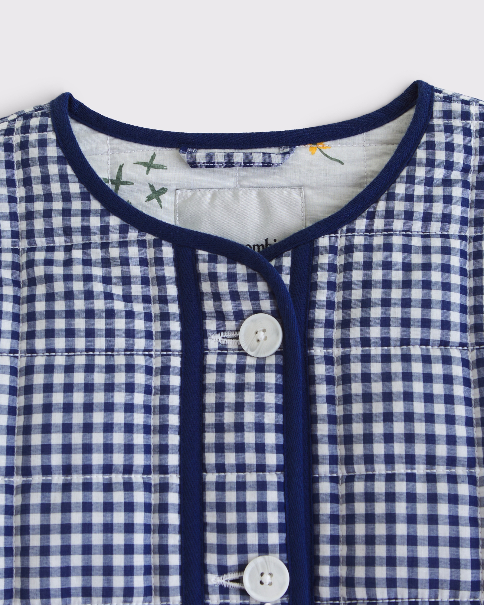 Collarless Quilted Garment-Dye Jacket