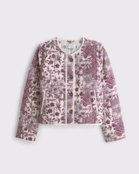 Collarless Quilted Jacket