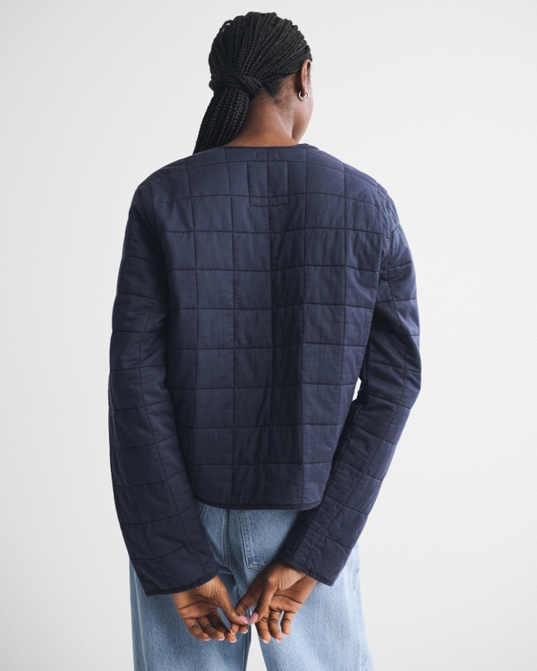 Women's Collarless Quilted Garment-Dye Jacket | Women's Coats