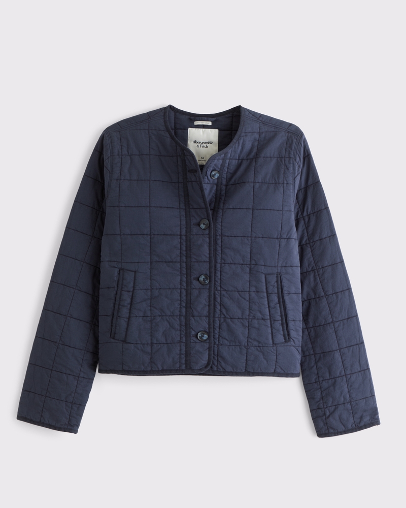 Women's Collarless Quilted Garment-Dye Jacket | Women's Coats