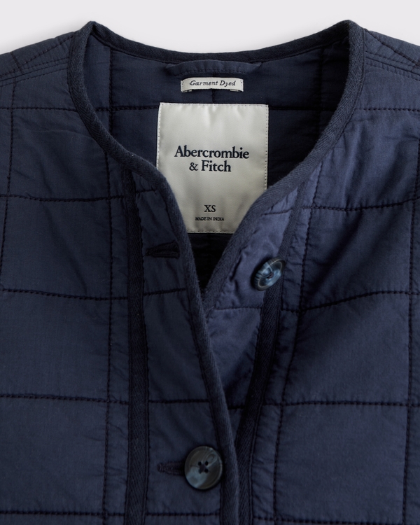 Women's Collarless Quilted Garment-Dye Jacket | Women's Coats