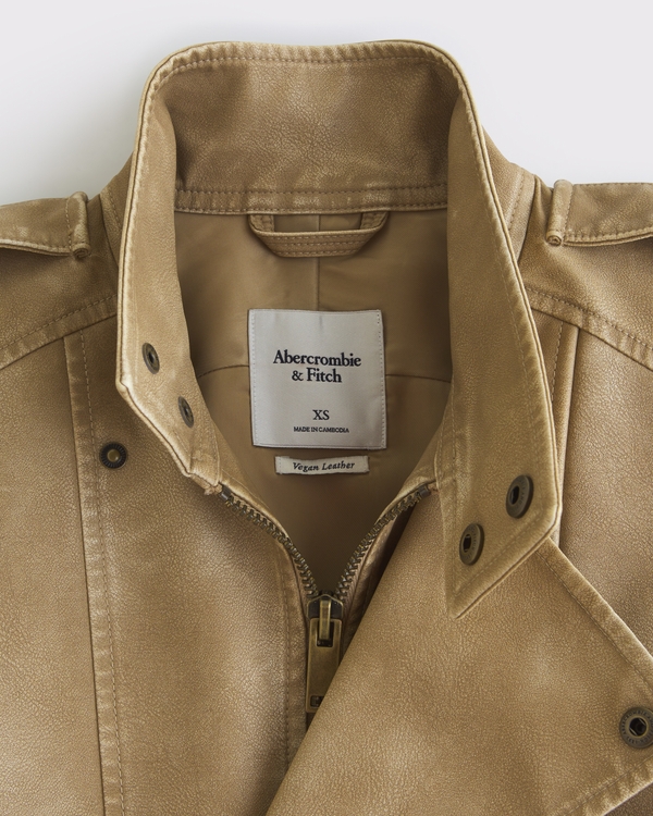 Women's Relaxed Mockneck Vegan Leather Bomber Jacket | Women's