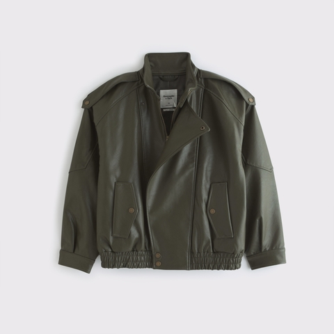 Женские куртки Abercrombie & Fitch Relaxed Mockneck Vegan Leather Bomber Jacket