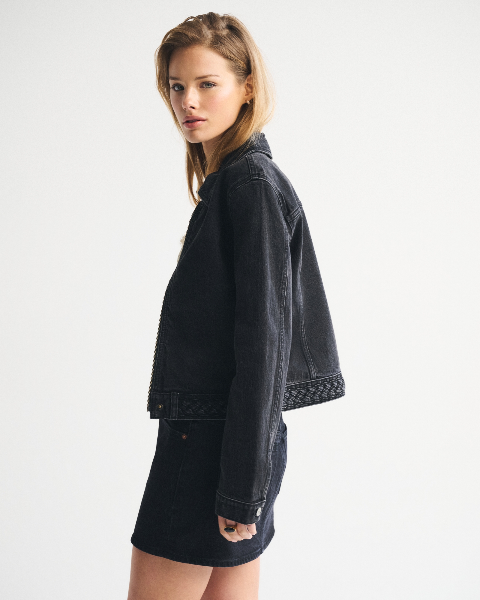 Slim Denim Zip-Up Jacket