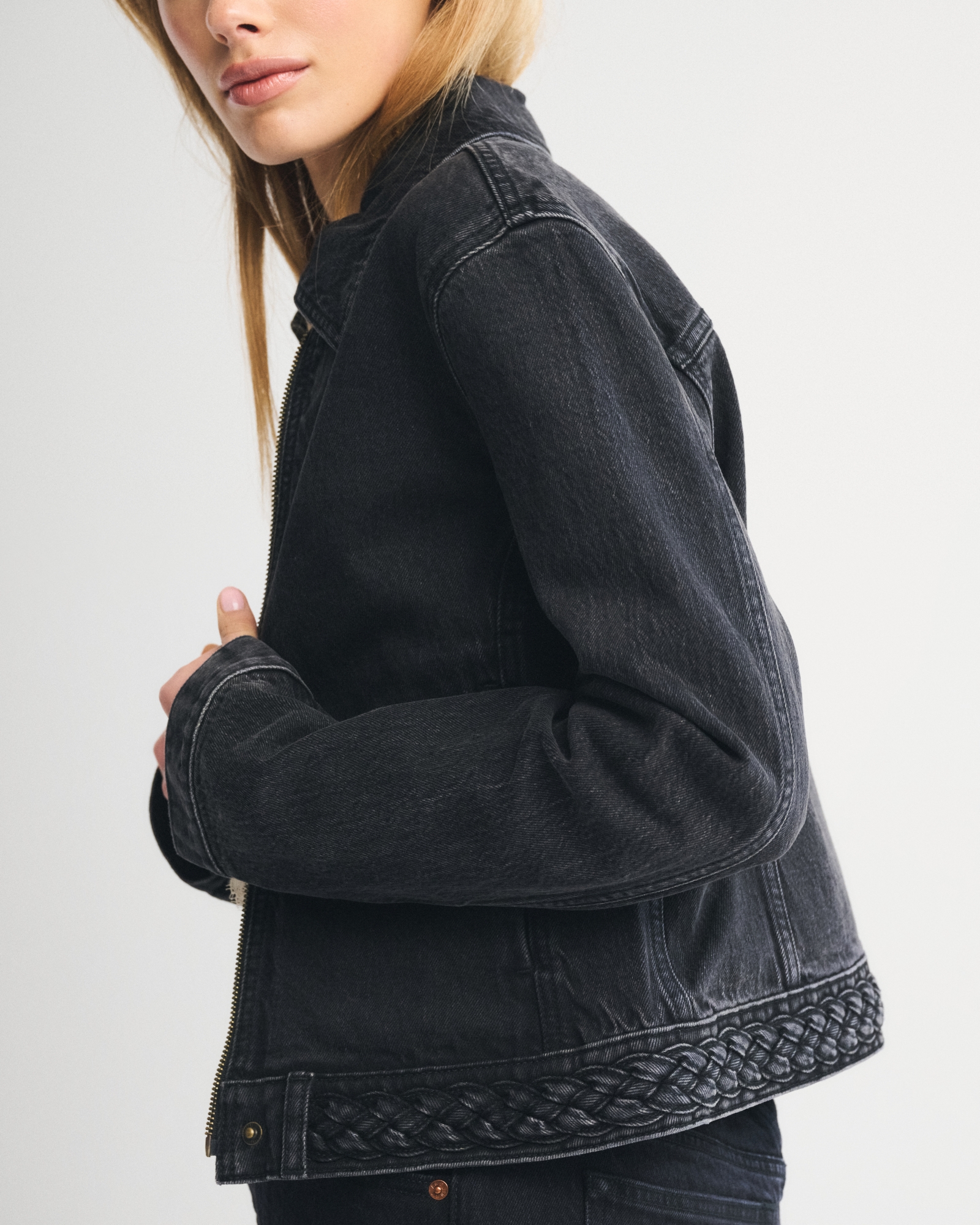 Slim Denim Zip-Up Jacket