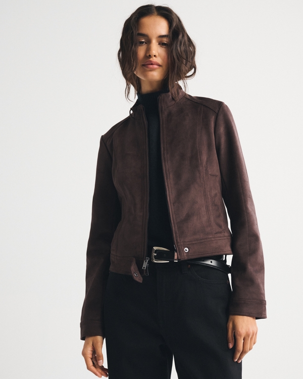 Slim Vegan Suede Mockneck Jacket
