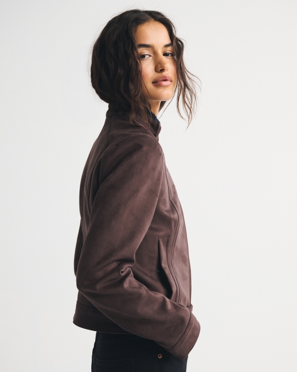 Slim Vegan Suede Mockneck Jacket