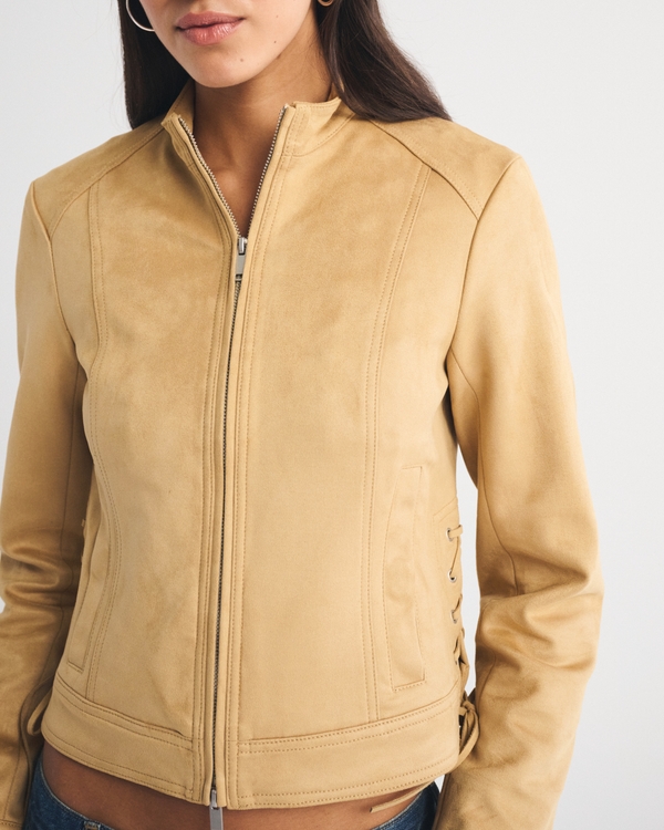 Slim Vegan Suede Mockneck Jacket