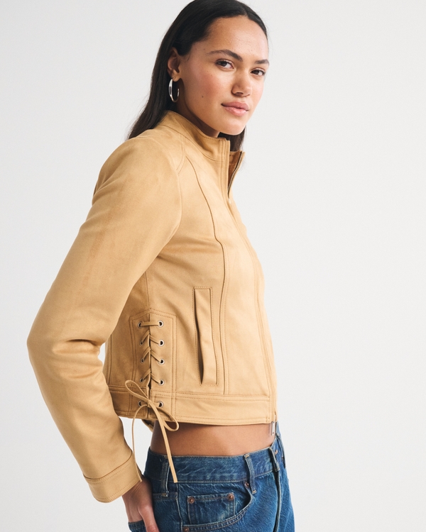 Slim Vegan Suede Mockneck Jacket