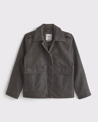 Straight Cut Vegan Leather Jacket