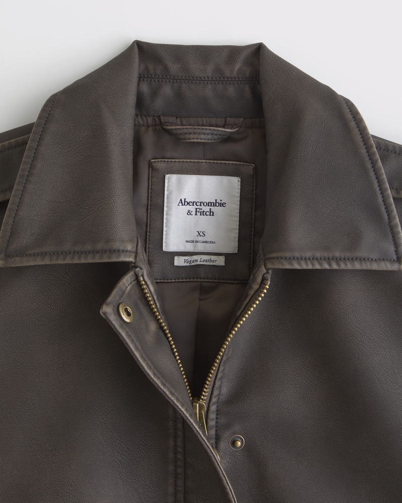 Straight Cut Vegan Leather Jacket - thumbnail 5