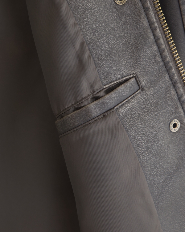 Straight Cut Vegan Leather Jacket