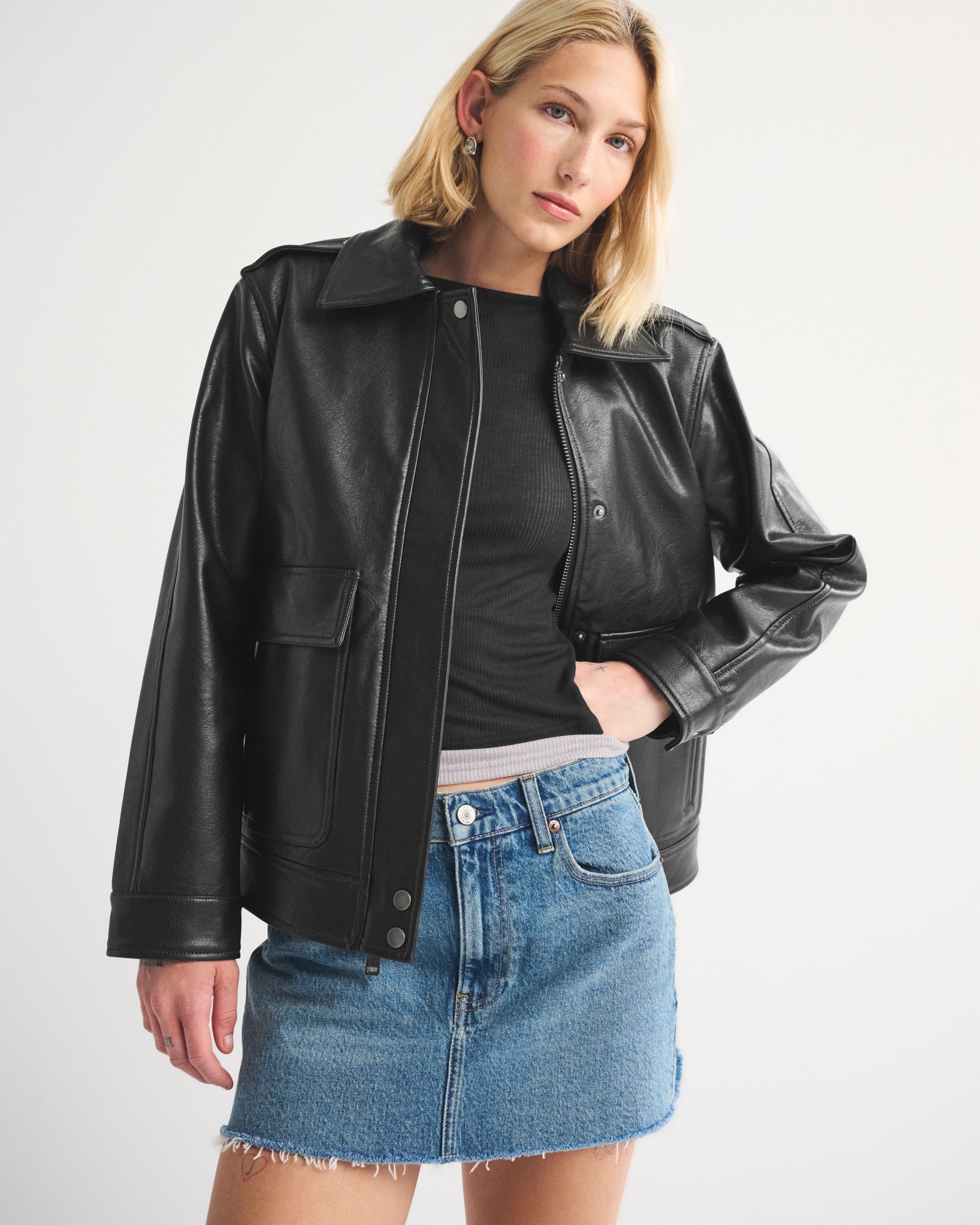 Straight Cut Vegan Leather Jacket