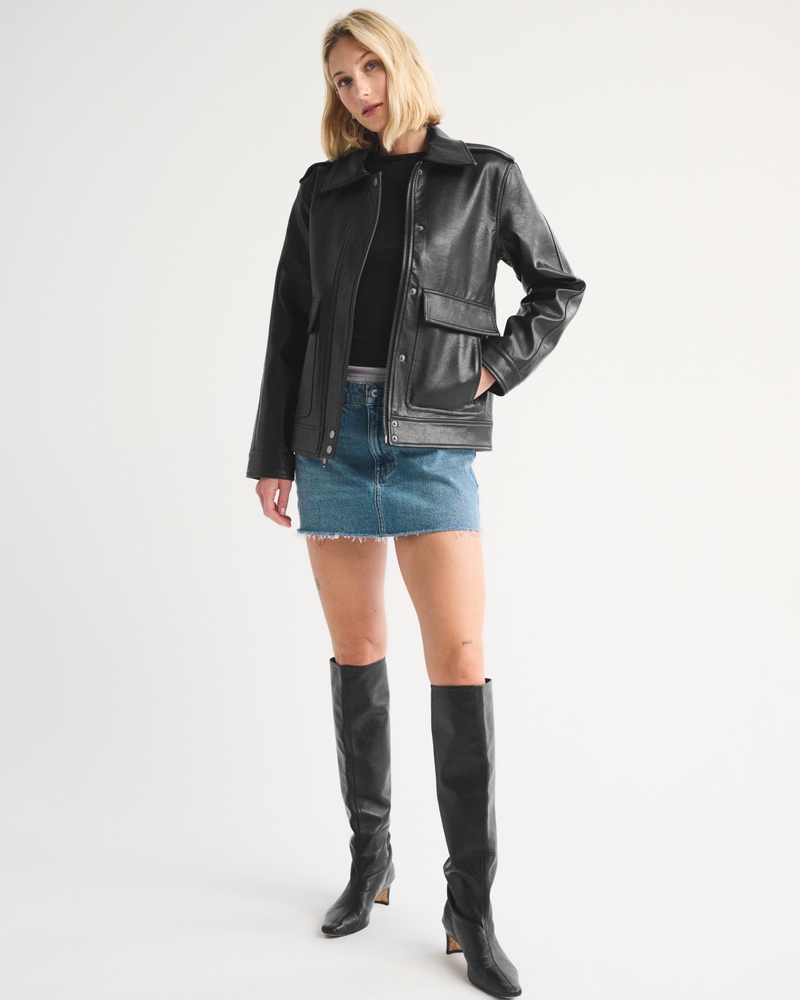 Straight Cut Vegan Leather Jacket