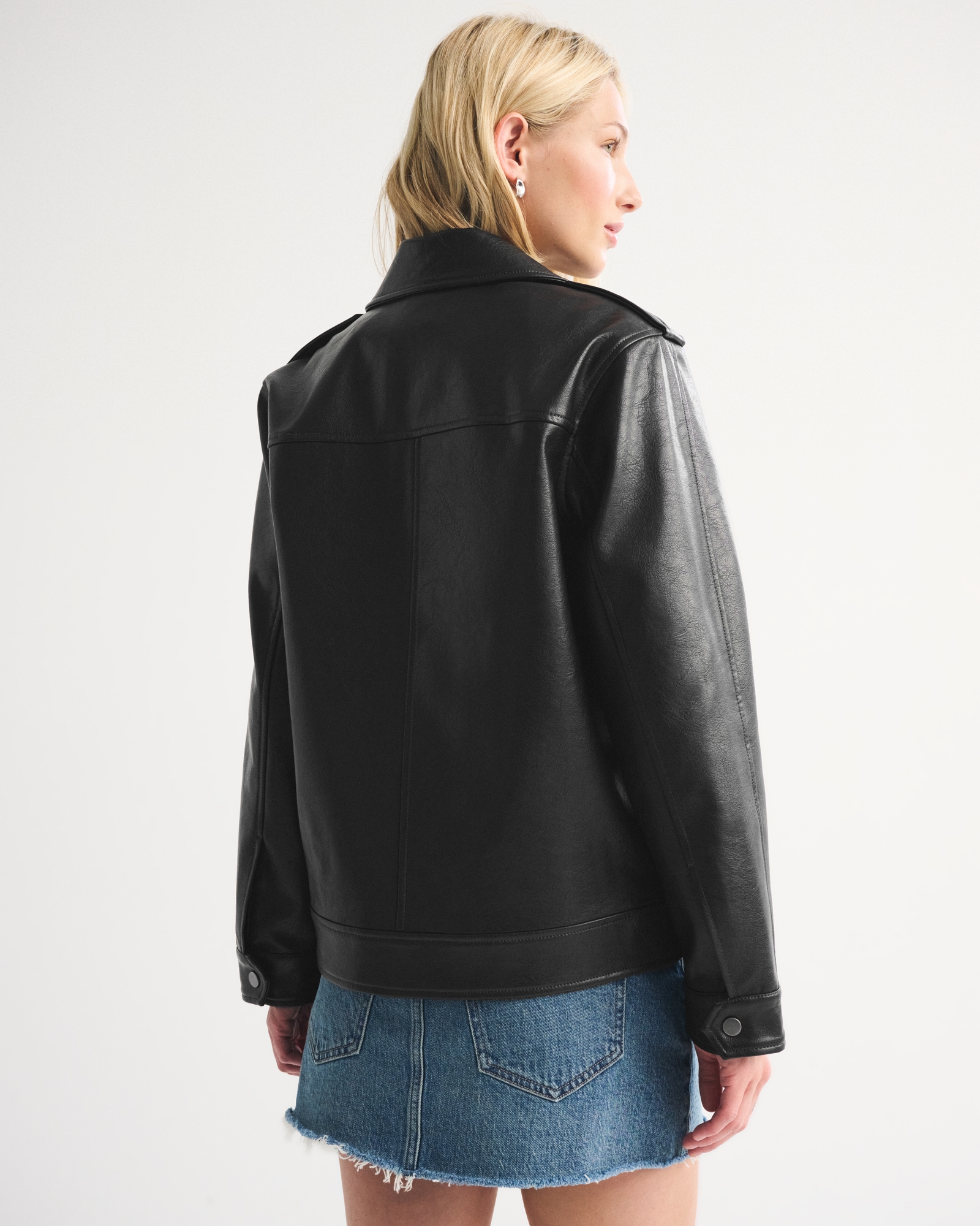 Straight Cut Vegan Leather Jacket