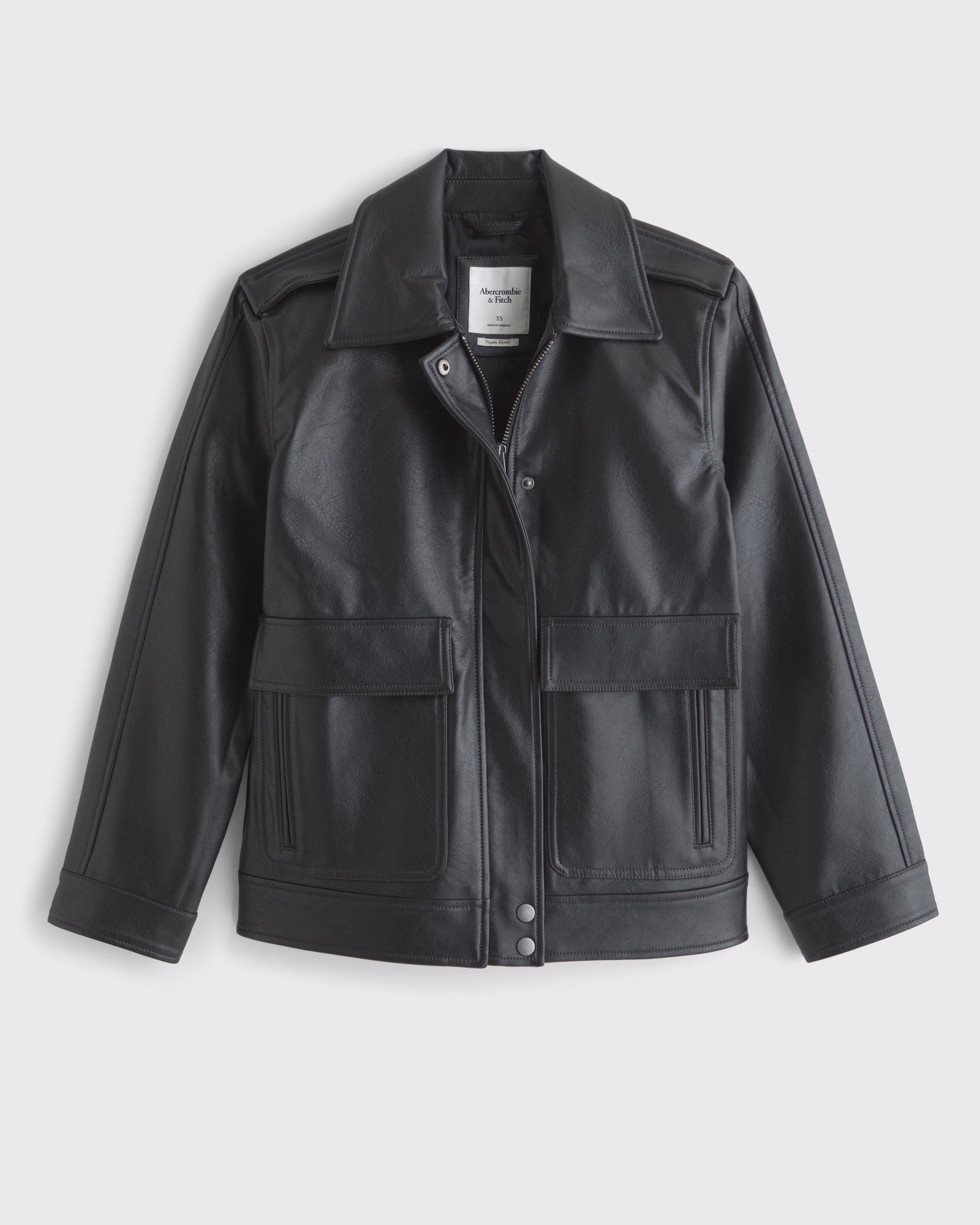 Straight Cut Vegan Leather Jacket