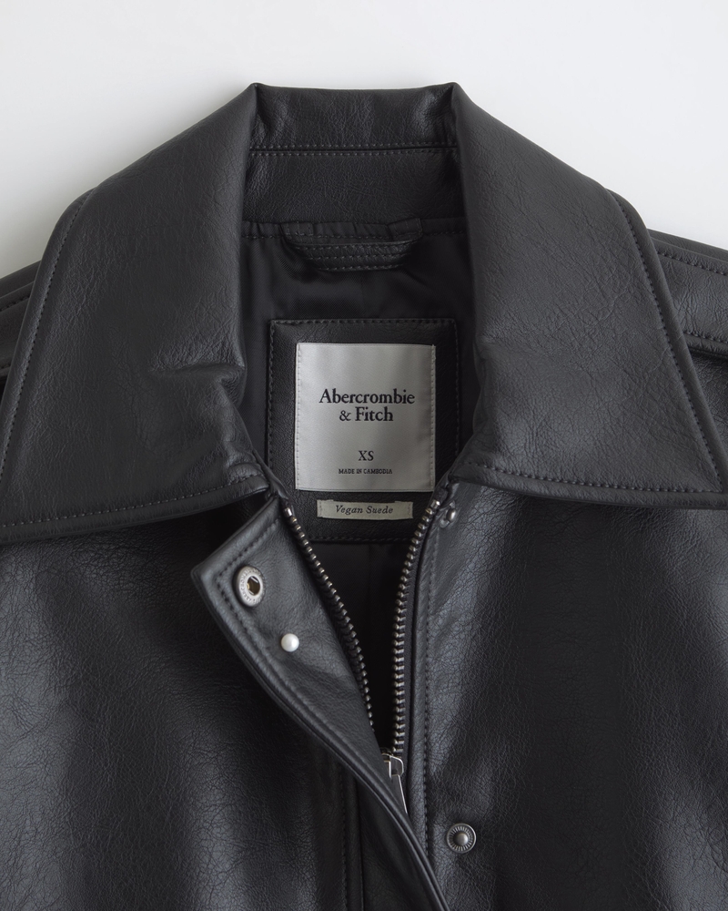 Women's Straight Cut Vegan Leather Jacket | Women's Coats