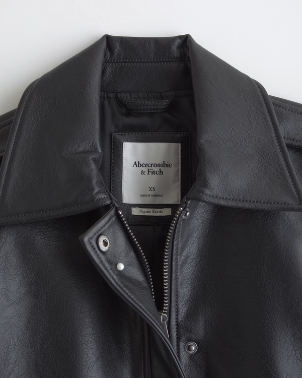 Women's Straight Cut Vegan Leather Jacket | Women's Coats