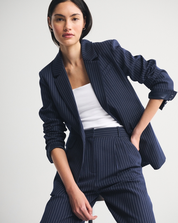 Classic Suiting Blazer, Dark Indigo Pinstripe view 1