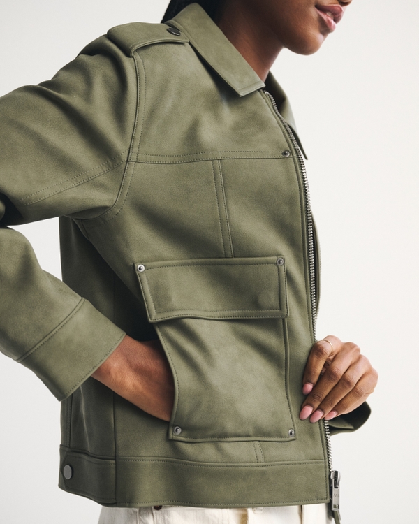 Vegan Sueded Leather Trucker Jacket