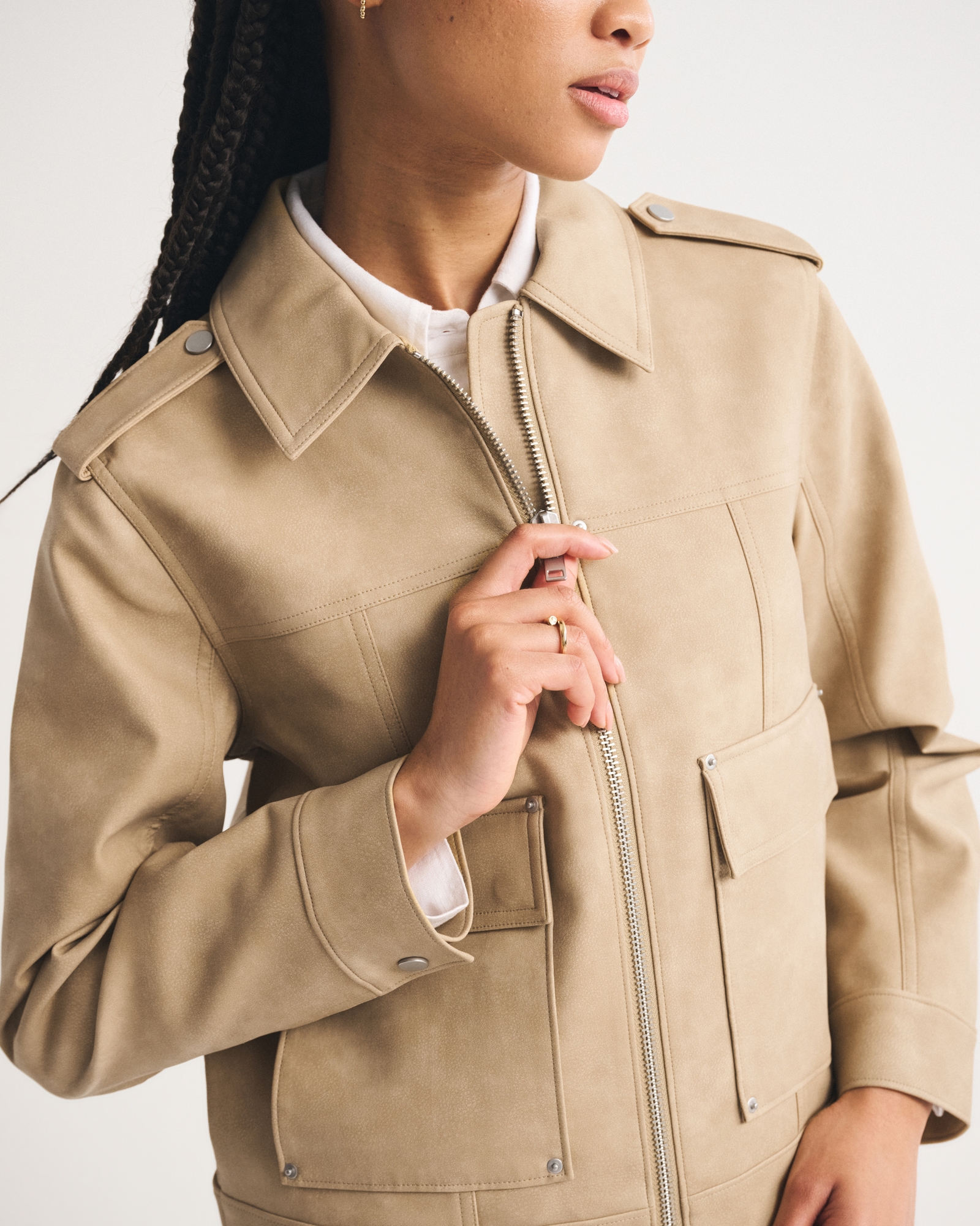 Vegan Sueded Leather Trucker Jacket