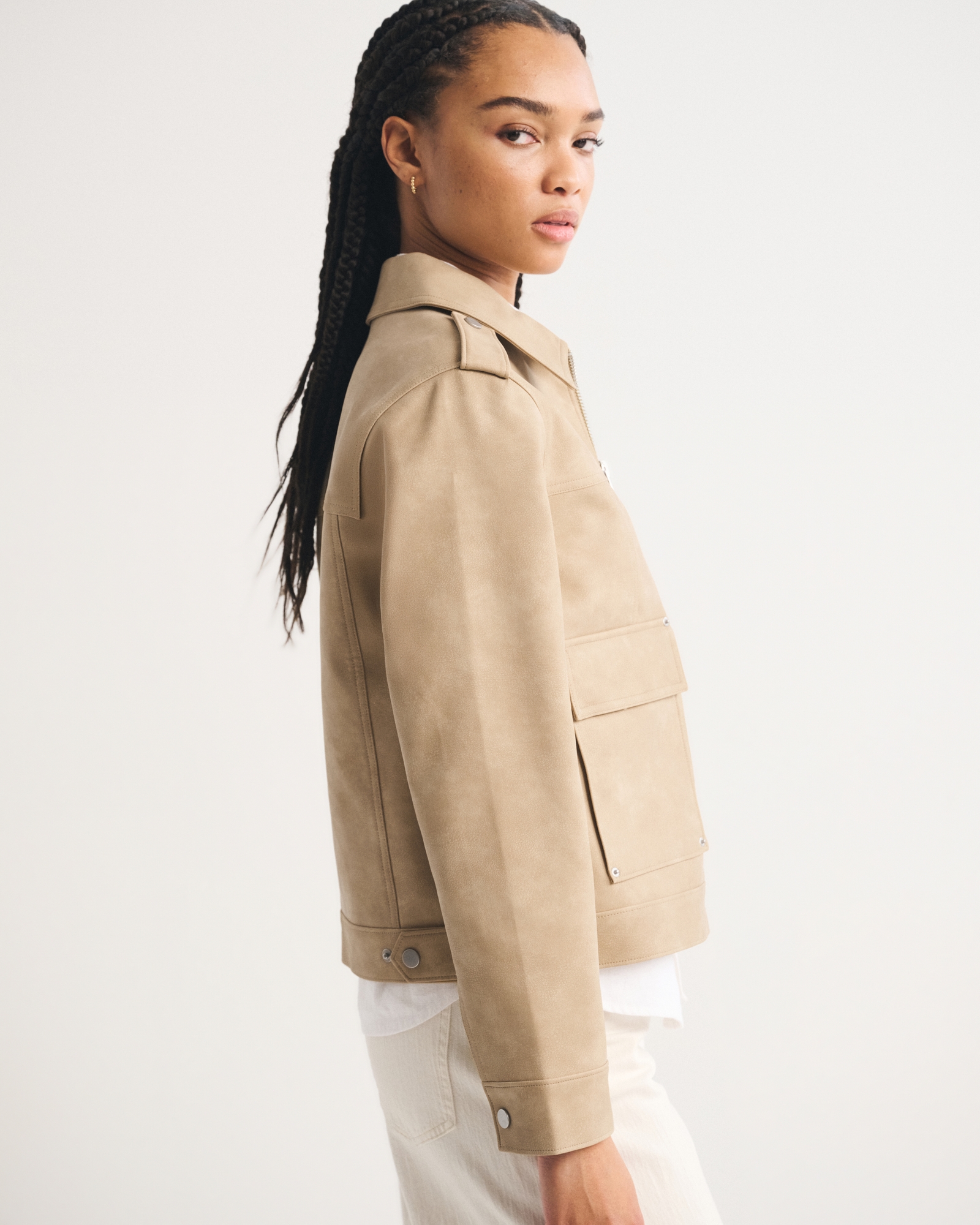 Vegan Sueded Leather Trucker Jacket