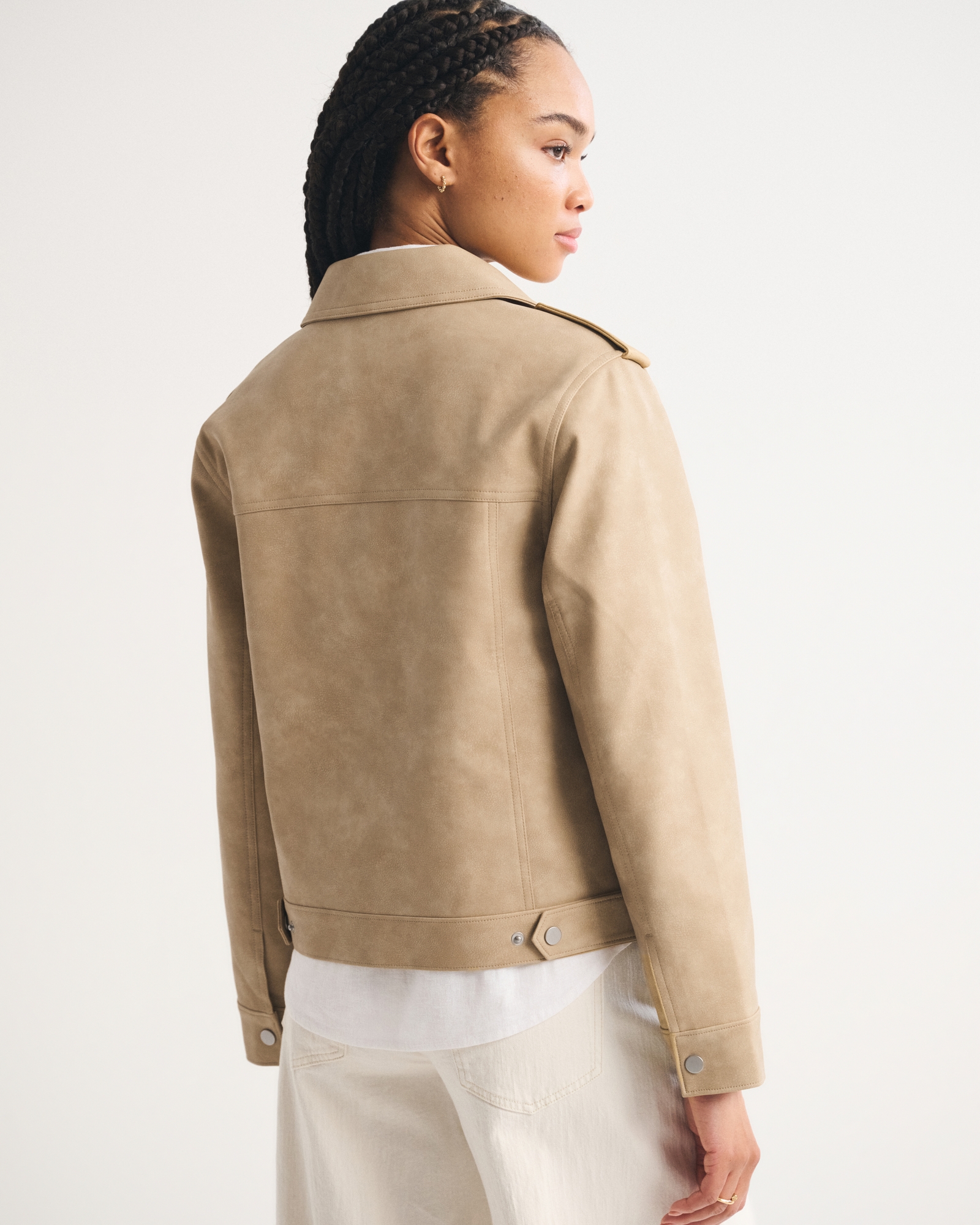 Vegan Sueded Leather Trucker Jacket
