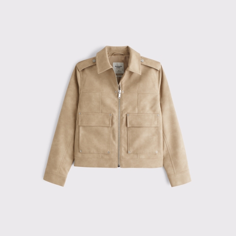 Женские куртки Abercrombie & Fitch Vegan Sueded Leather Trucker Jacket