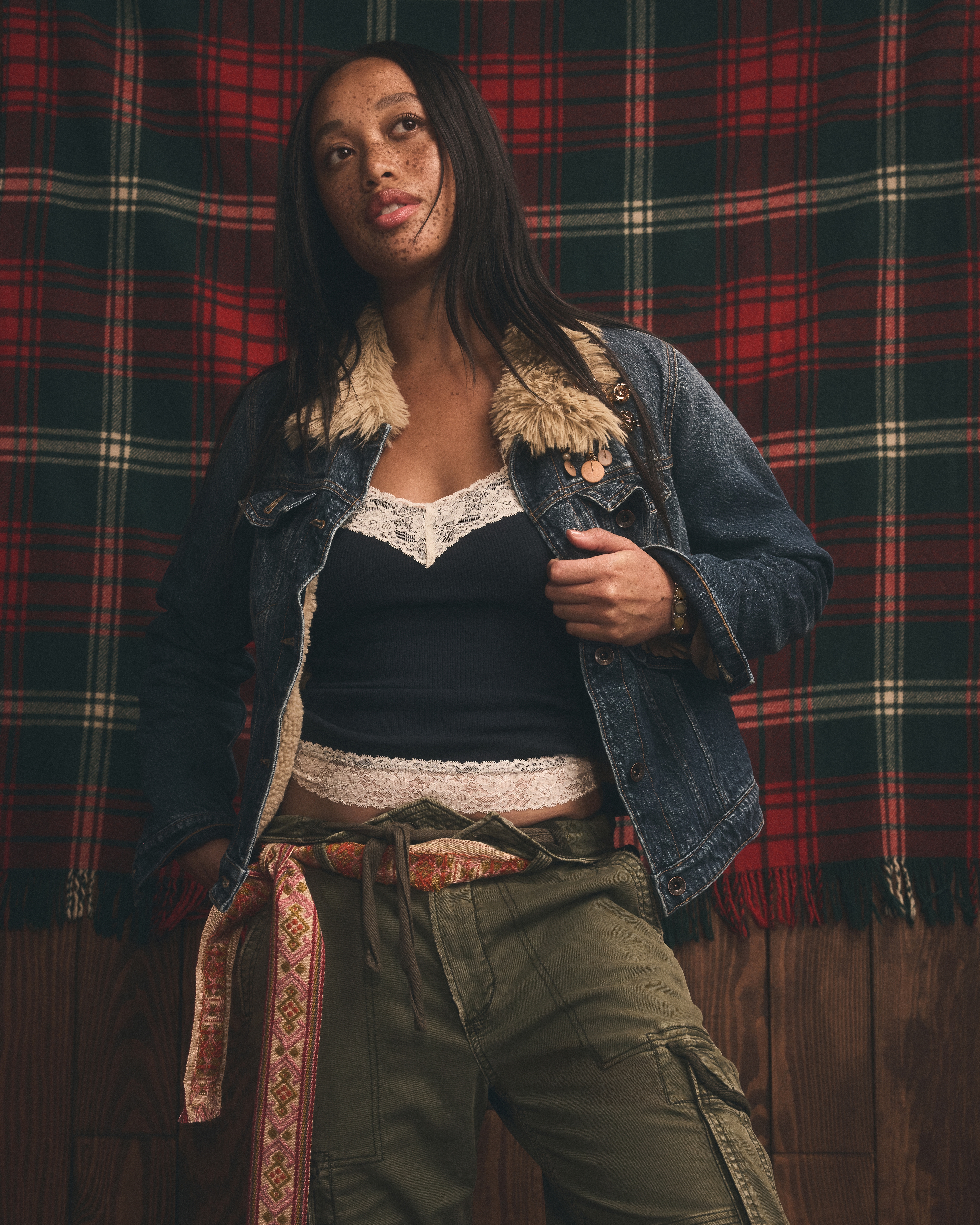 Abercrombie & Fitch Sherpa-lined Denim Trucker Jacket In Blue