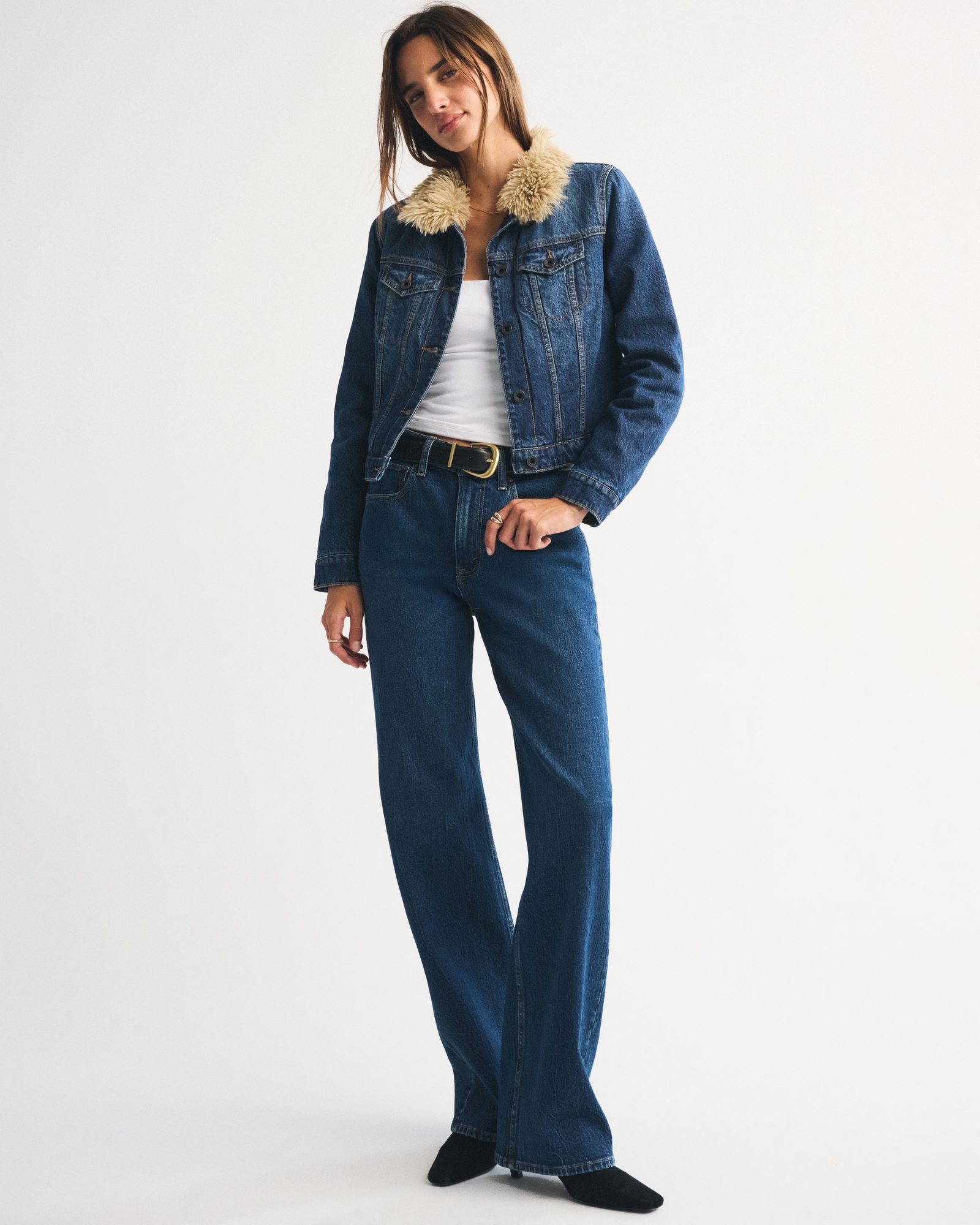 Sherpa-Lined Denim Trucker Jacket