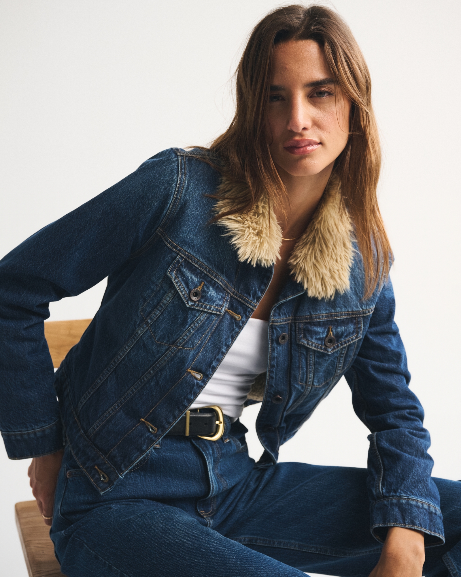 Sherpa-Lined Denim Trucker Jacket