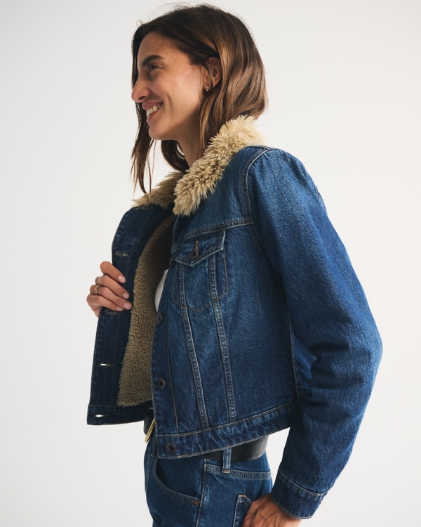 Women's Sherpa-Lined Denim Trucker Jacket | Women's Clearance