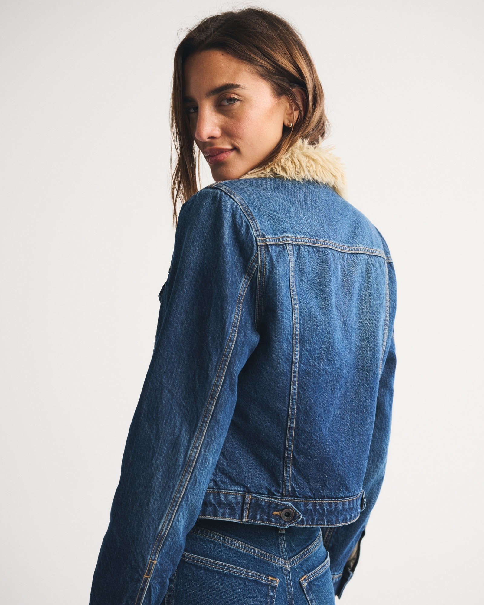 Sherpa-Lined Denim Trucker Jacket