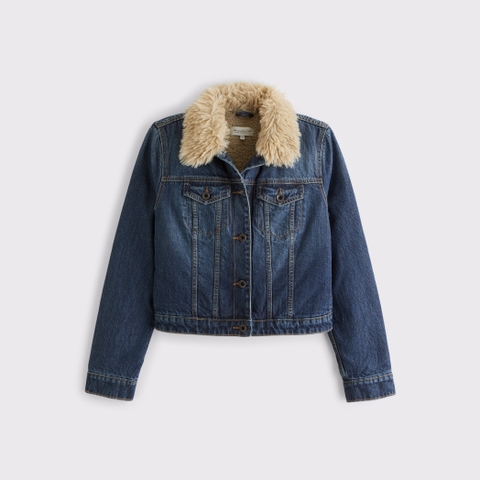 Женские куртки Abercrombie & Fitch Sherpa-Lined Denim Trucker Jacket