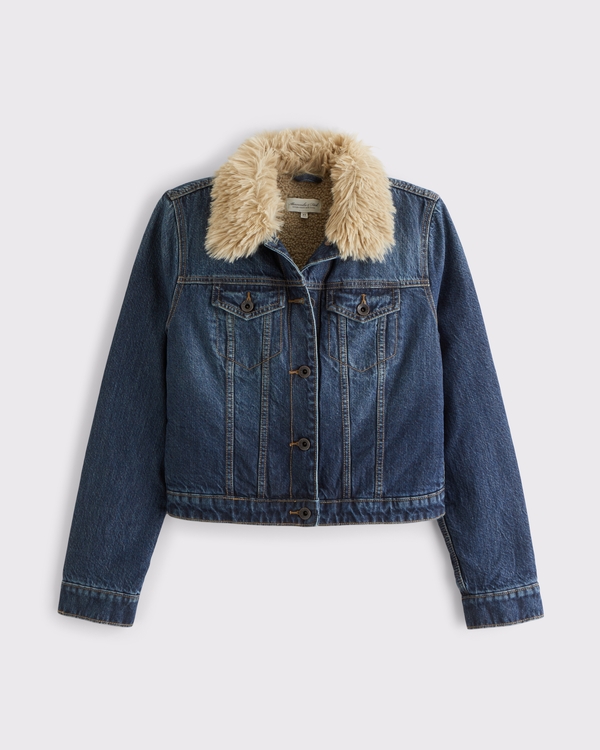 Women's Sherpa-Lined Denim Trucker Jacket | Women's Clearance