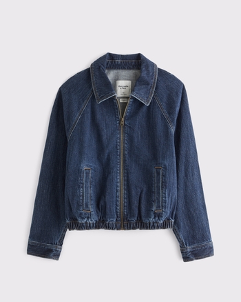Relaxed Linen-Blend Denim Bomber Jacket