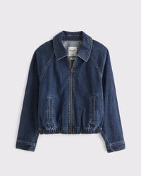 Relaxed Linen-Blend Denim Bomber Jacket