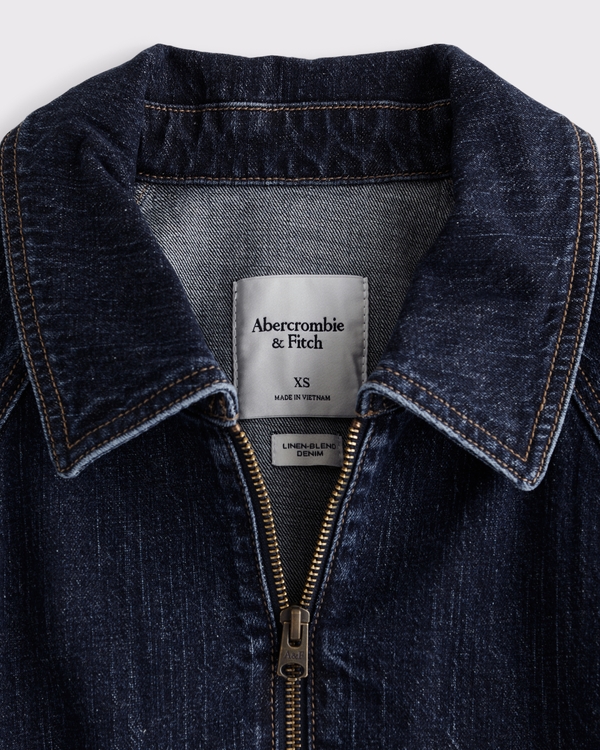 Women's Relaxed Linen-Blend Denim Bomber Jacket | Women's Coats