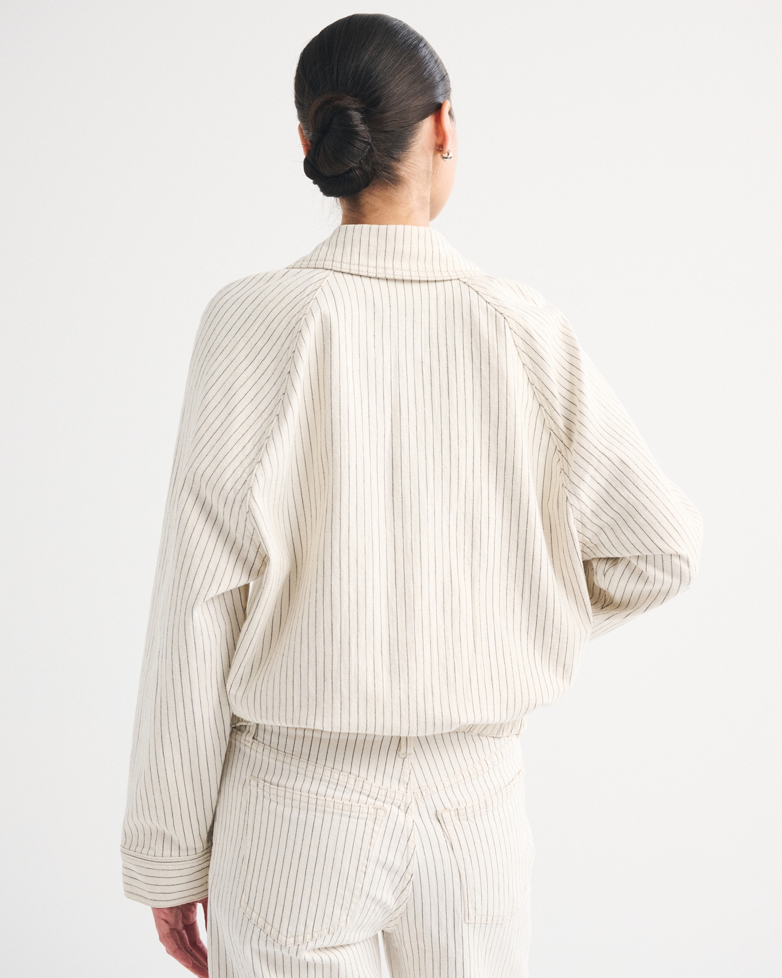 Relaxed Linen-Blend Denim Bomber Jacket